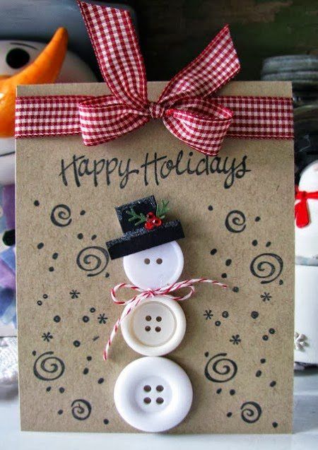 Button Christmas Card for Kids