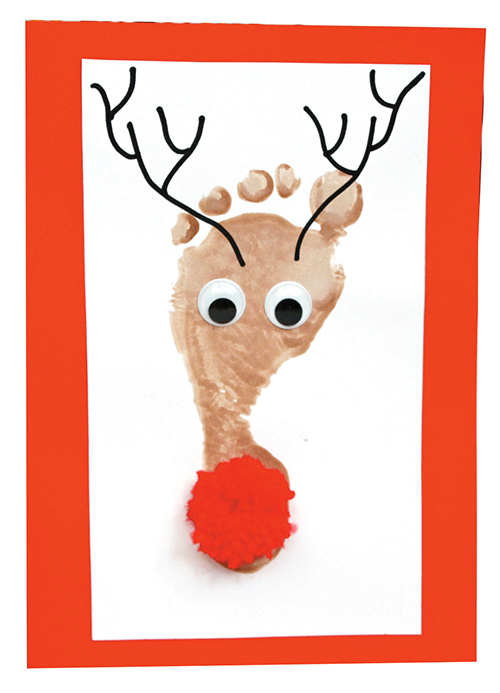 Footprint Handmade Reindeer Card for Christmas