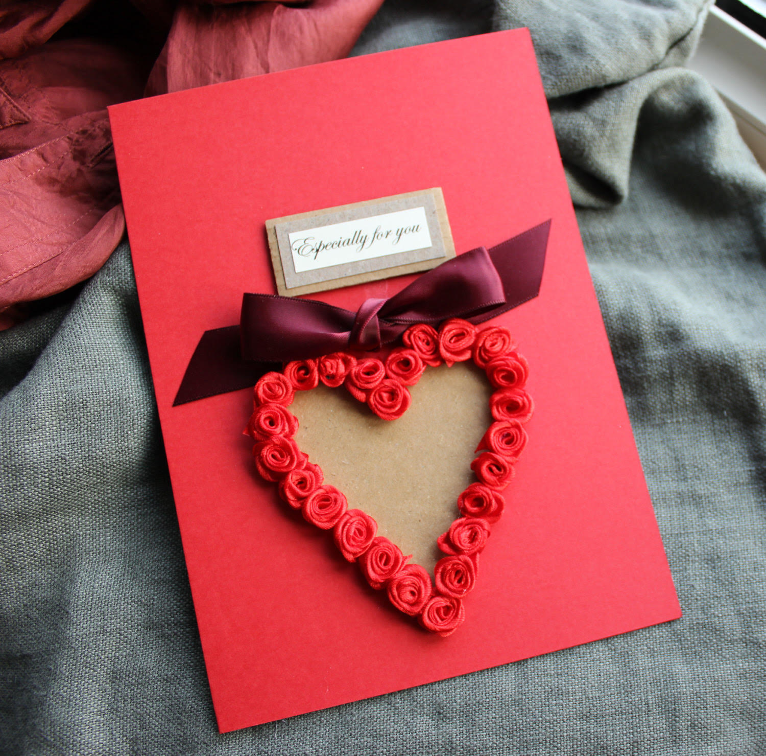 Red floral Heart Birthday Card for Boyfriend