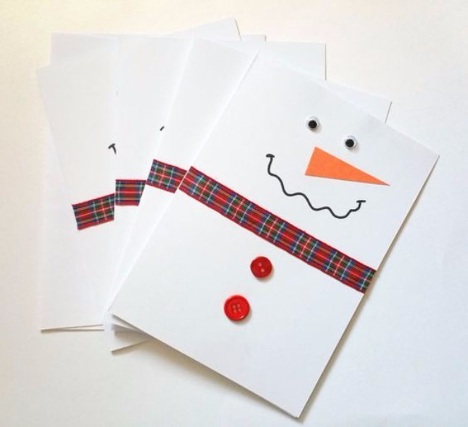 Ribbon Snowman Card for parents