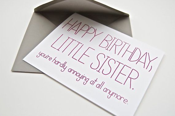 Funny birthday handmade card for sister