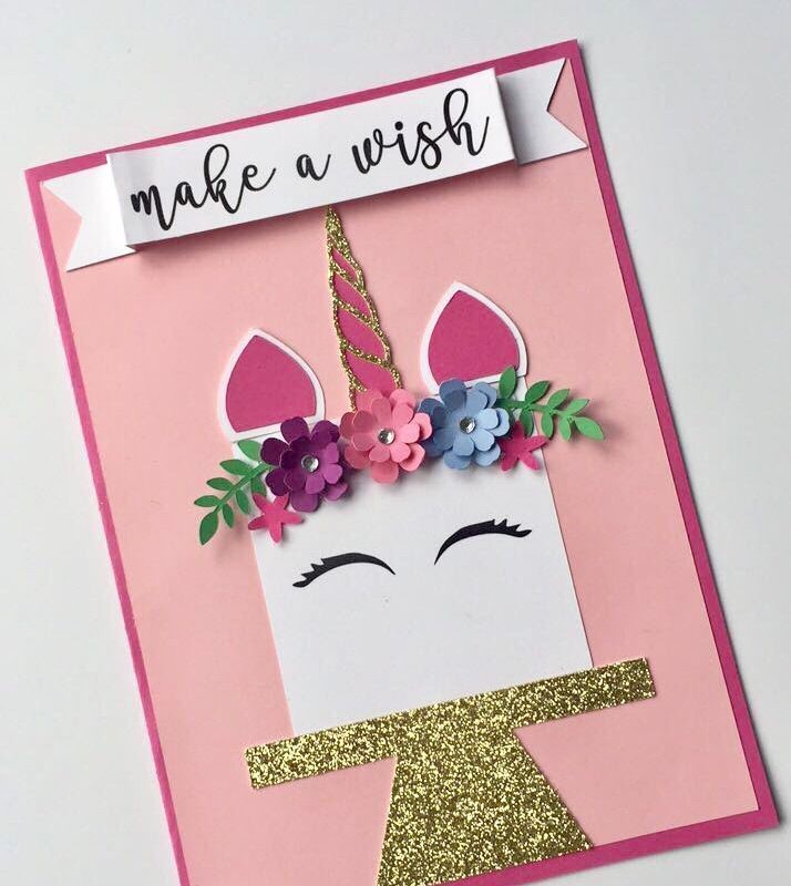 unicorn birthday cake card idea for her